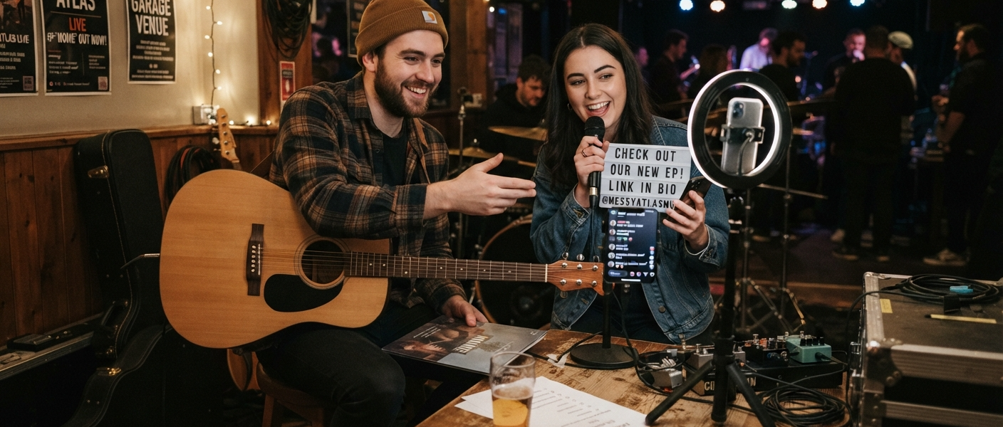 Musicians promoting their new music on social media